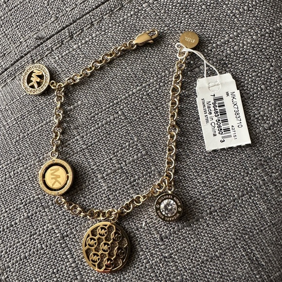Gold Michael Kors stainless steel charm bracelet - Picture 2 of 4